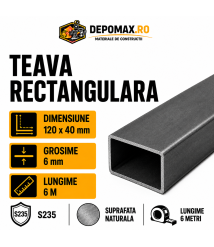 Teava rectangulara 120 x 40 x 6 mm, 6 metri